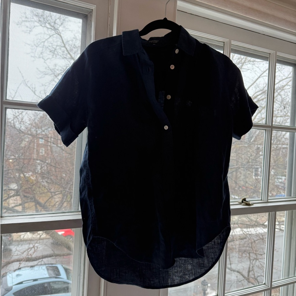 J. Crew Navy Irish Linen Button-Down Shirt